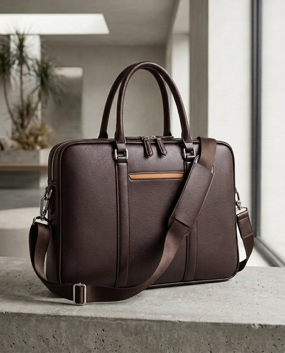 Leather Laptop Briefcase Crossbody Bag | Meridian Tote