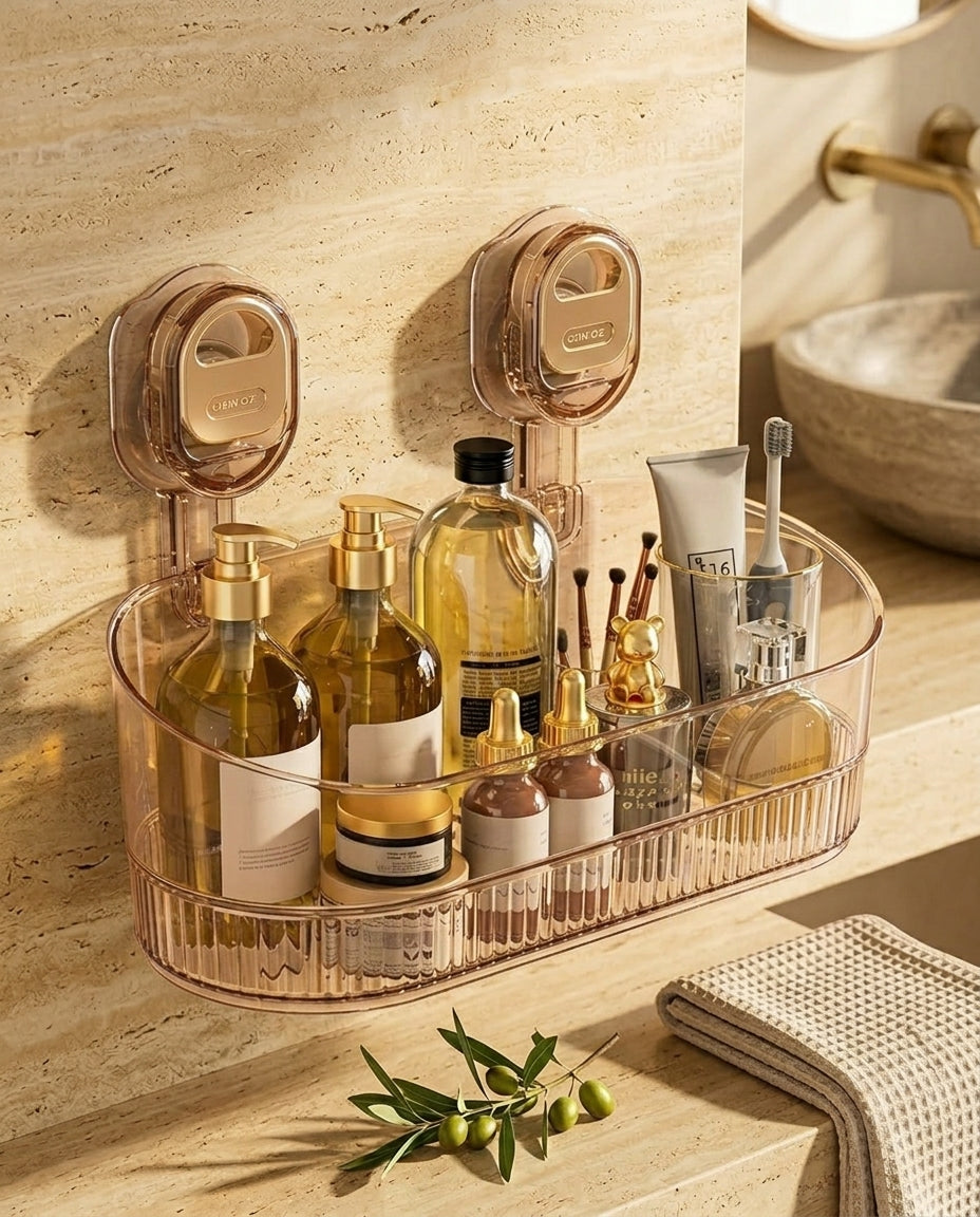 ClearGrip Press-Lock Vacuum Bathroom Shelf