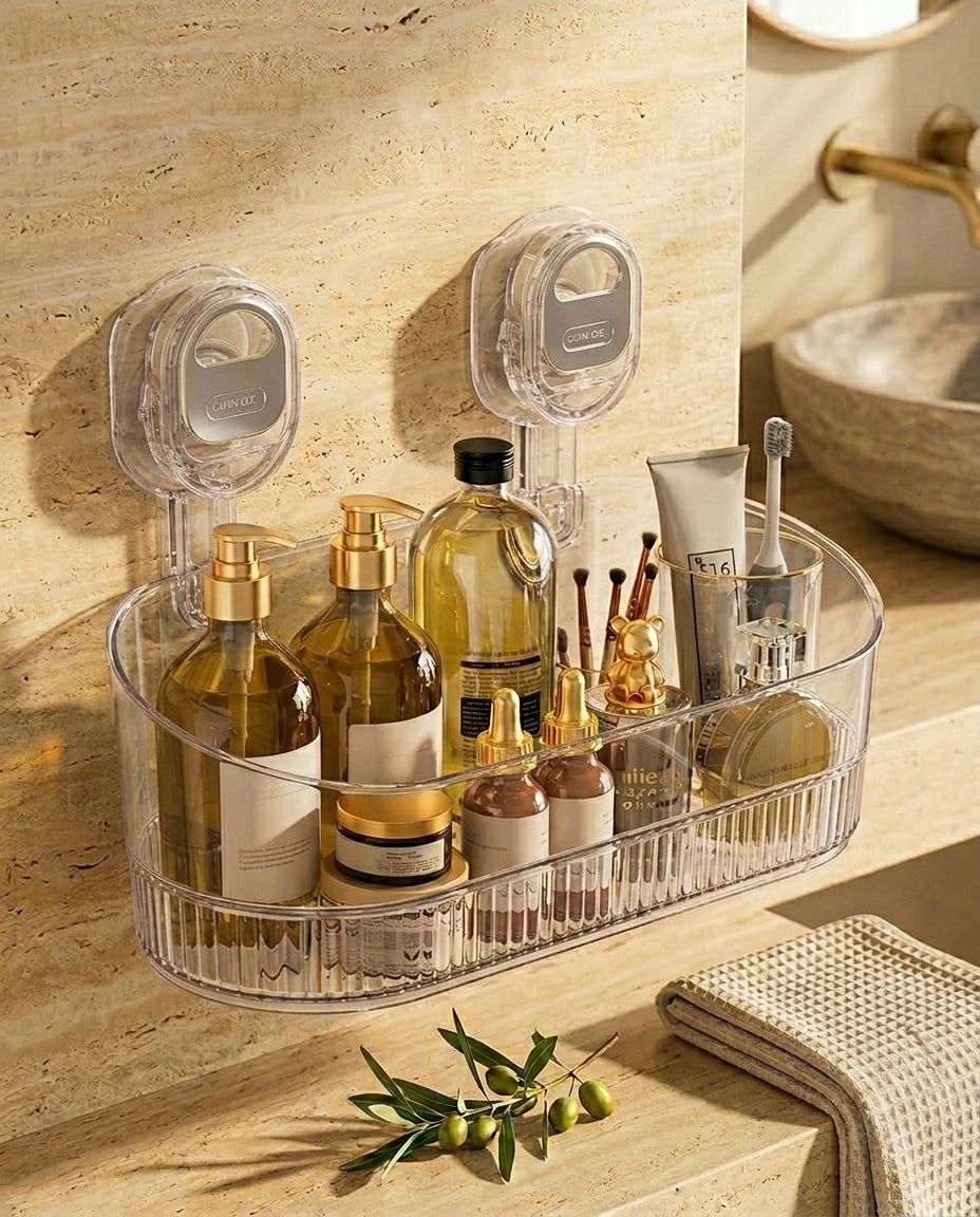 ClearGrip Press-Lock Vacuum Bathroom Shelf
