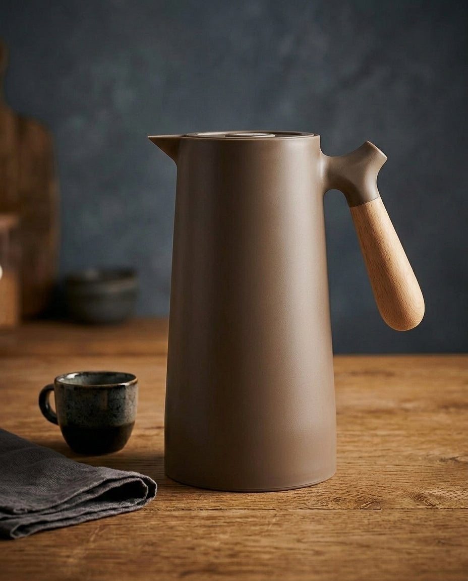 Insulated Glass-Lined Carafe | Wooden Handle – 1 L