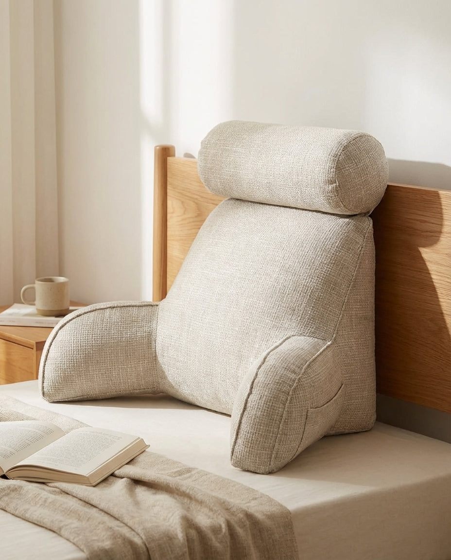 Back Rest Pillow with Arms & Headrest | Lumbar Support Cushion