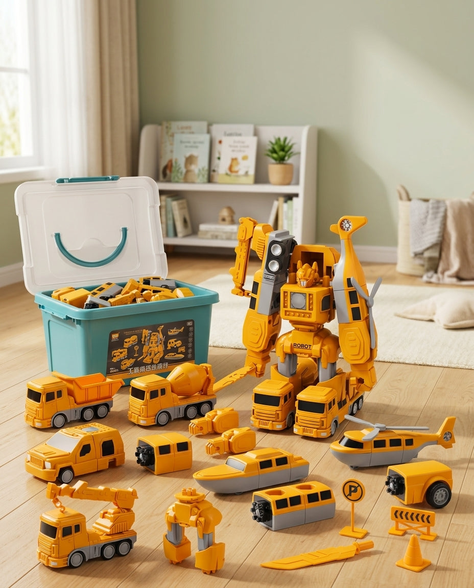 The Mighty Builder Squad | 7-in-1 Magnetic Transforming Construction Crew