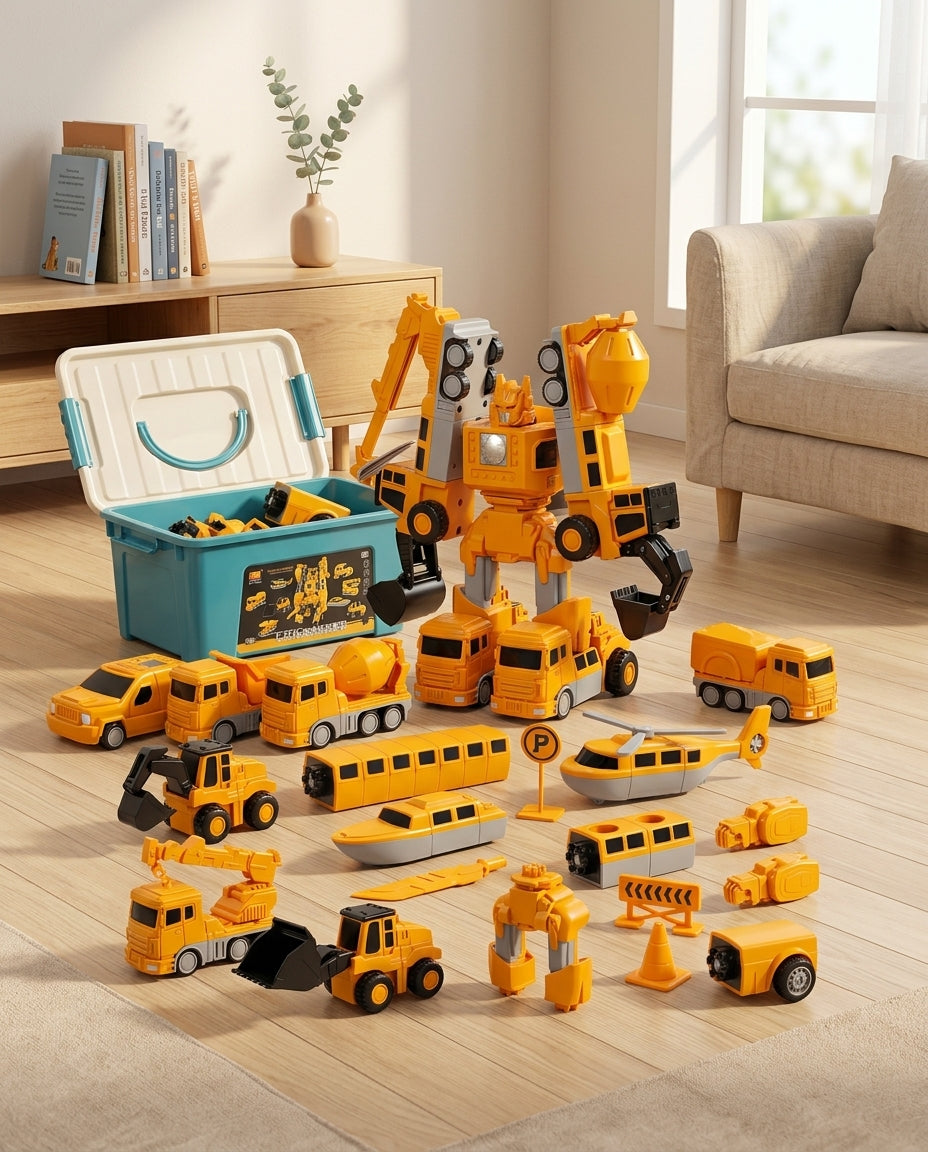 The Mighty Builder Squad | 7-in-1 Magnetic Transforming Construction Crew