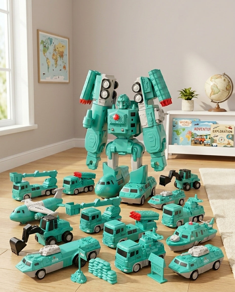 The Mighty Builder Squad | 7-in-1 Magnetic Transforming Construction Crew