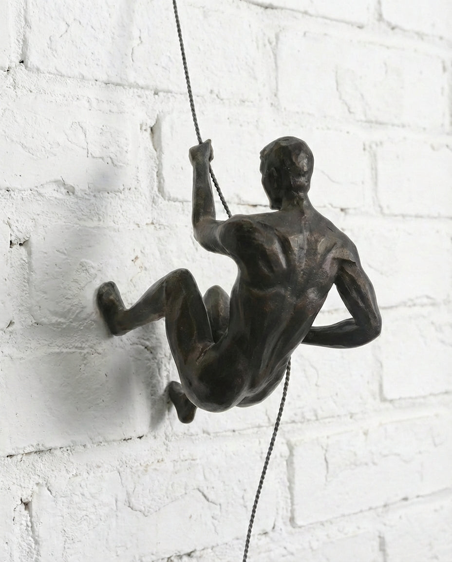 Climbing Man Wall Art Set | 3-Piece Resin Sculpture Decor