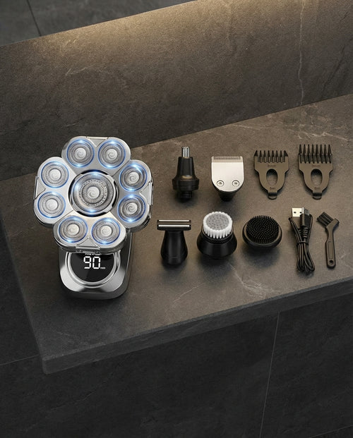 7-Head Electric Shaver | 6-in-1 Head & Face Grooming Kit