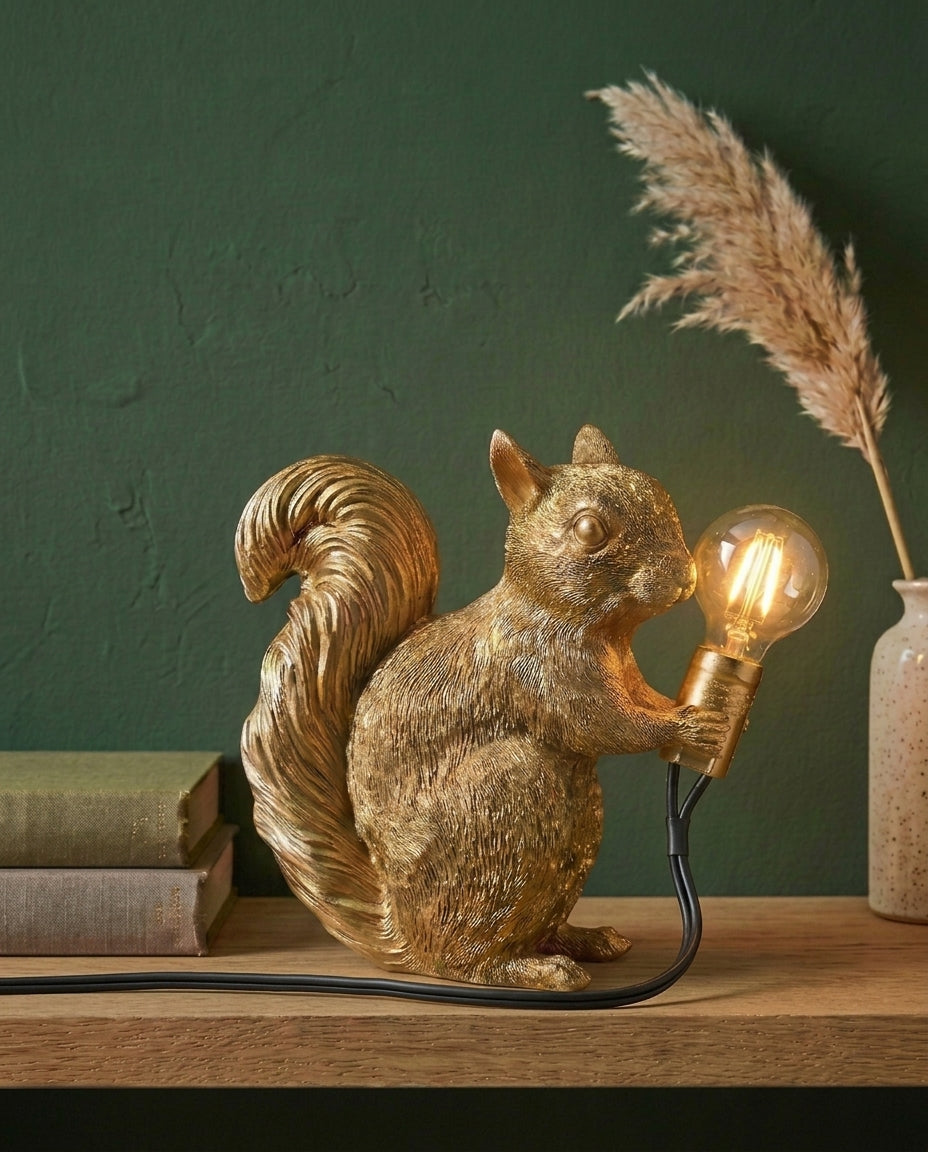 LED Squirrel Table Lamp | Warm Light for Kids' Rooms
