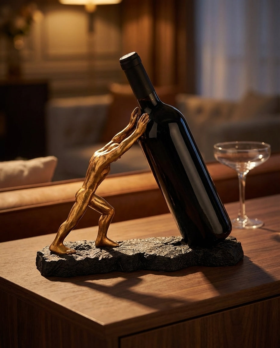 Wine Bottle Holder – Sculptural Metal Display Stand