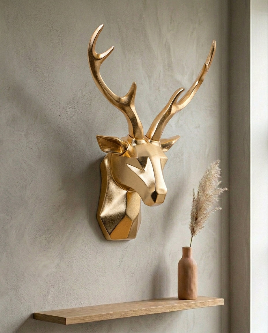 3D Geometric Stag Head Wall Décor | Statement Wall Art