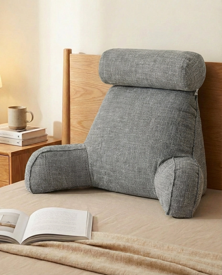 Back Rest Pillow with Arms & Headrest | Lumbar Support Cushion