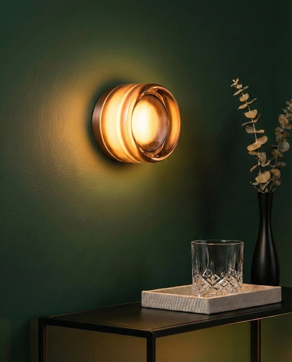 Round Glass Wall Light Sconce – Ribbed LED Lamp