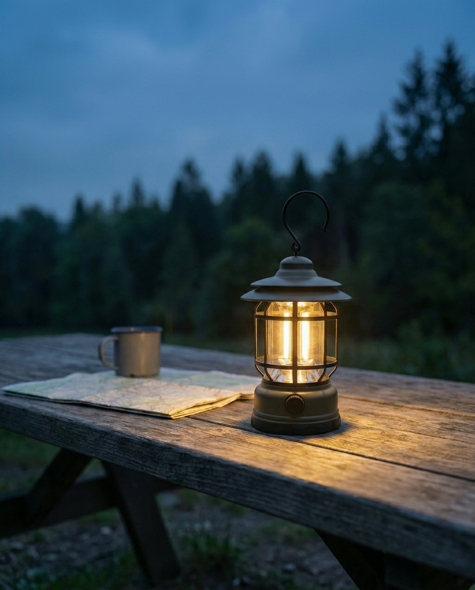 Retro Camping Lantern | Dimmable LED – USB-C & Battery