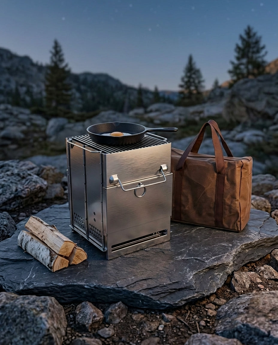 Folding Wood Burning Camp Stove | Portable Outdoor Cooker