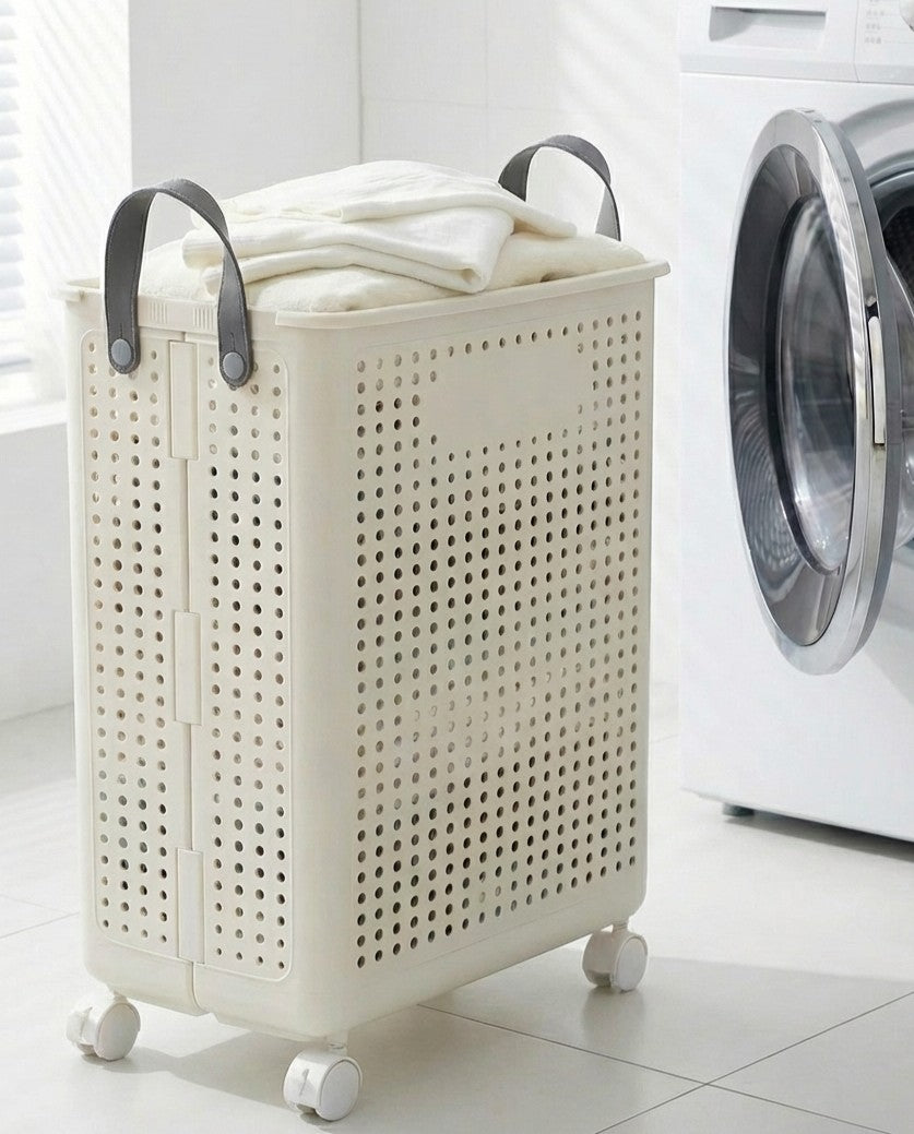 Foldable Laundry Basket on Wheels | Roll & Store