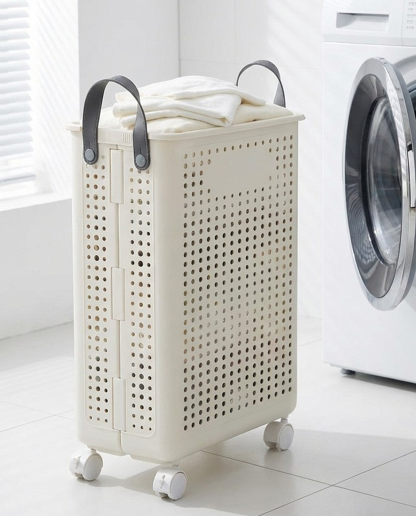 Foldable Laundry Basket on Wheels | Roll & Store