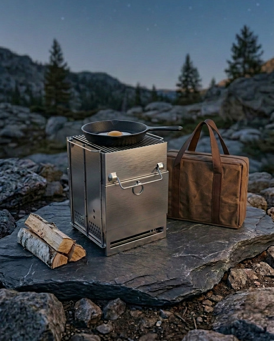 Folding Wood Burning Camp Stove | Portable Outdoor Cooker