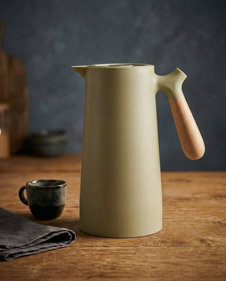 Insulated Glass-Lined Carafe | Wooden Handle – 1 L