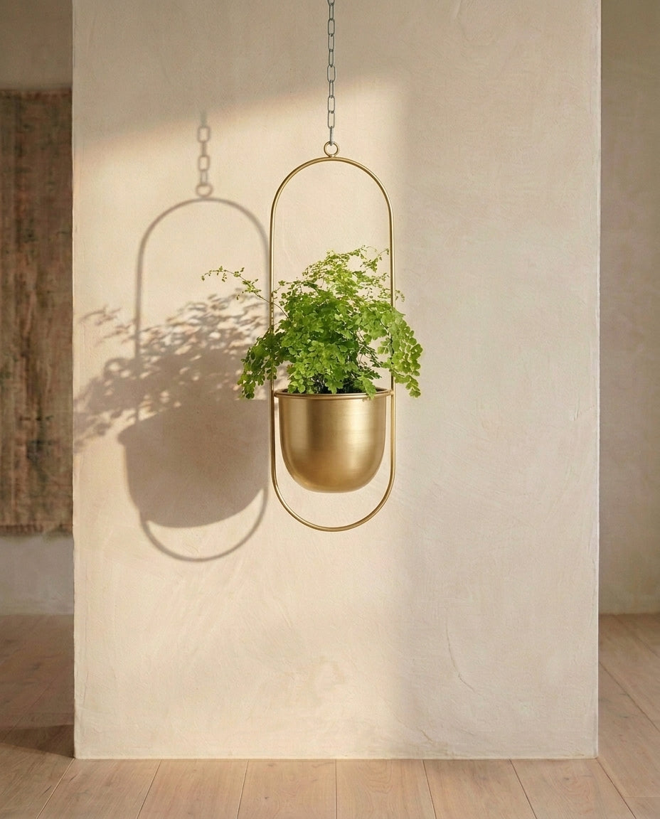 Hanging Plant Holder Indoor & Outdoor | Gold Ring Planter