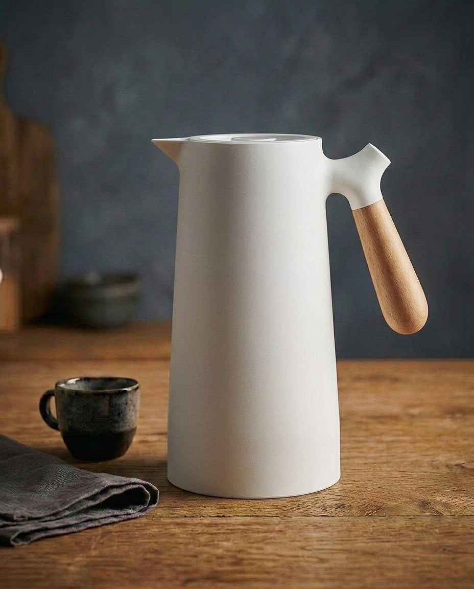 Insulated Glass-Lined Carafe | Wooden Handle – 1 L