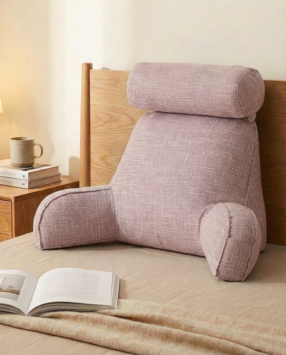 Back Rest Pillow with Arms & Headrest | Lumbar Support Cushion