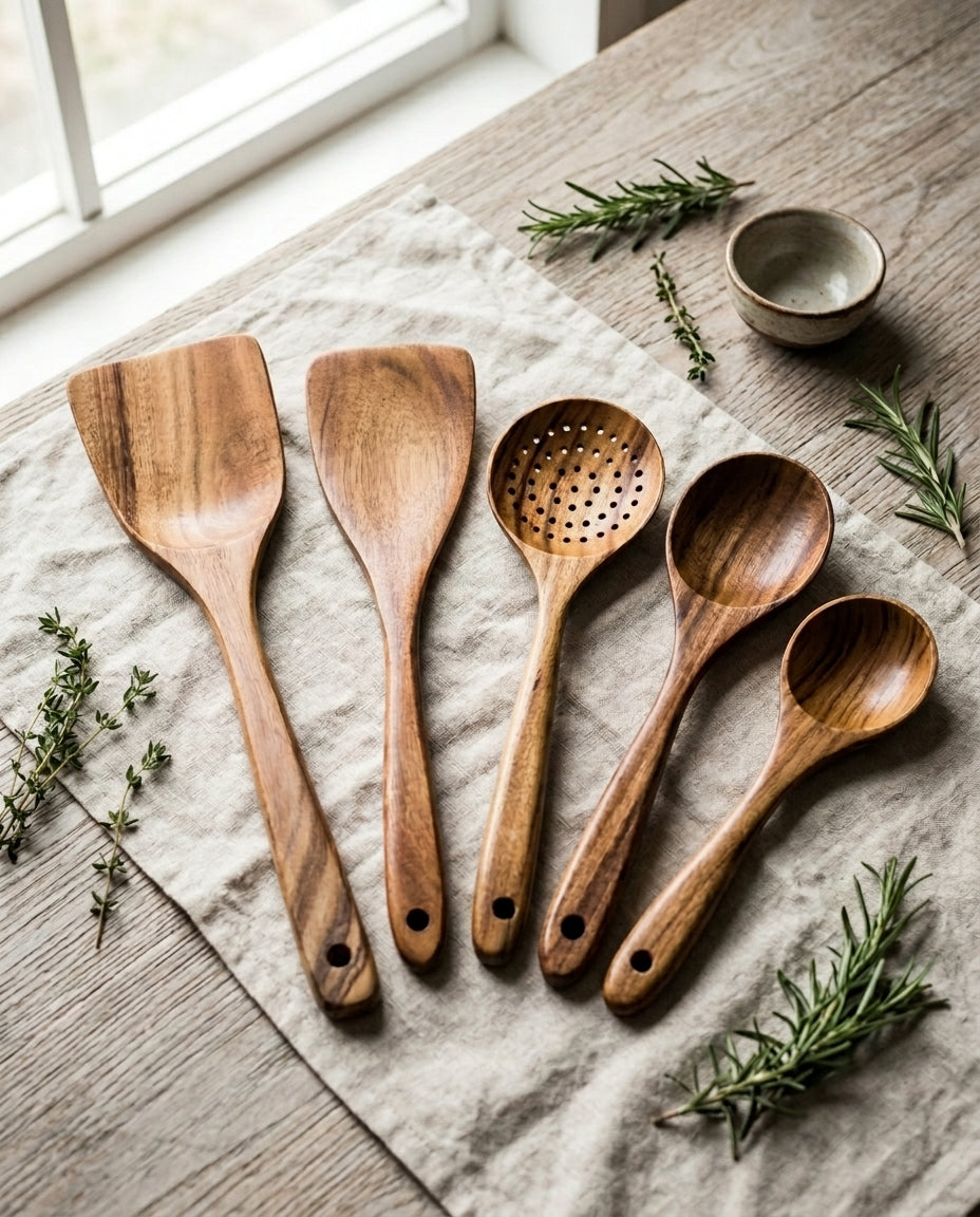 Wooden Kitchen Utensil Set 5-Piece | Acacia Wood