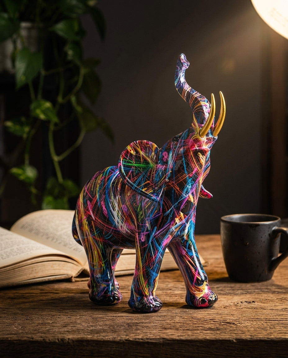 Graffiti Elephant Figurine | Urban Art Home Décor Sculpture