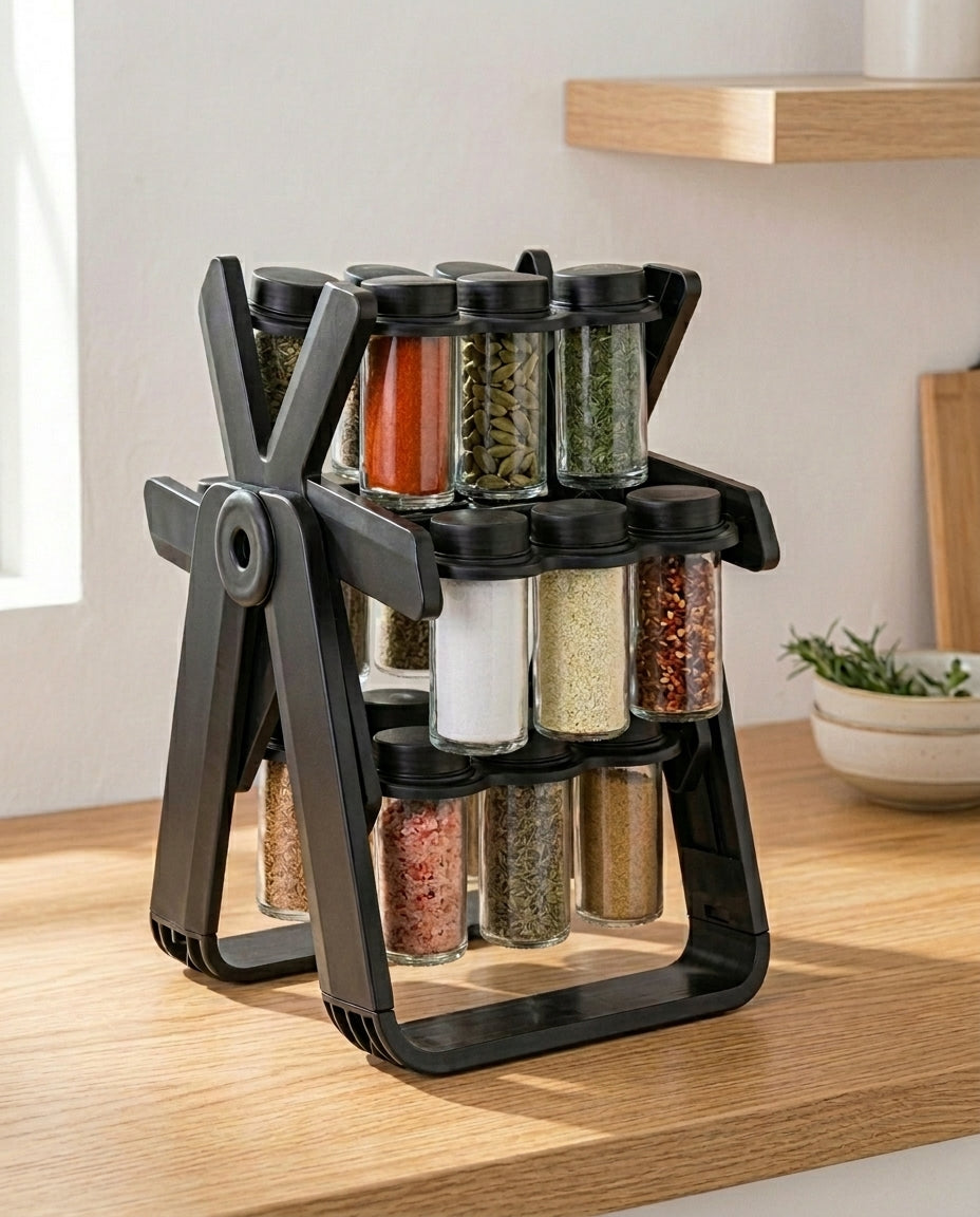 Rotating Spice Rack Organiser | 16-Jar Kitchen Carousel