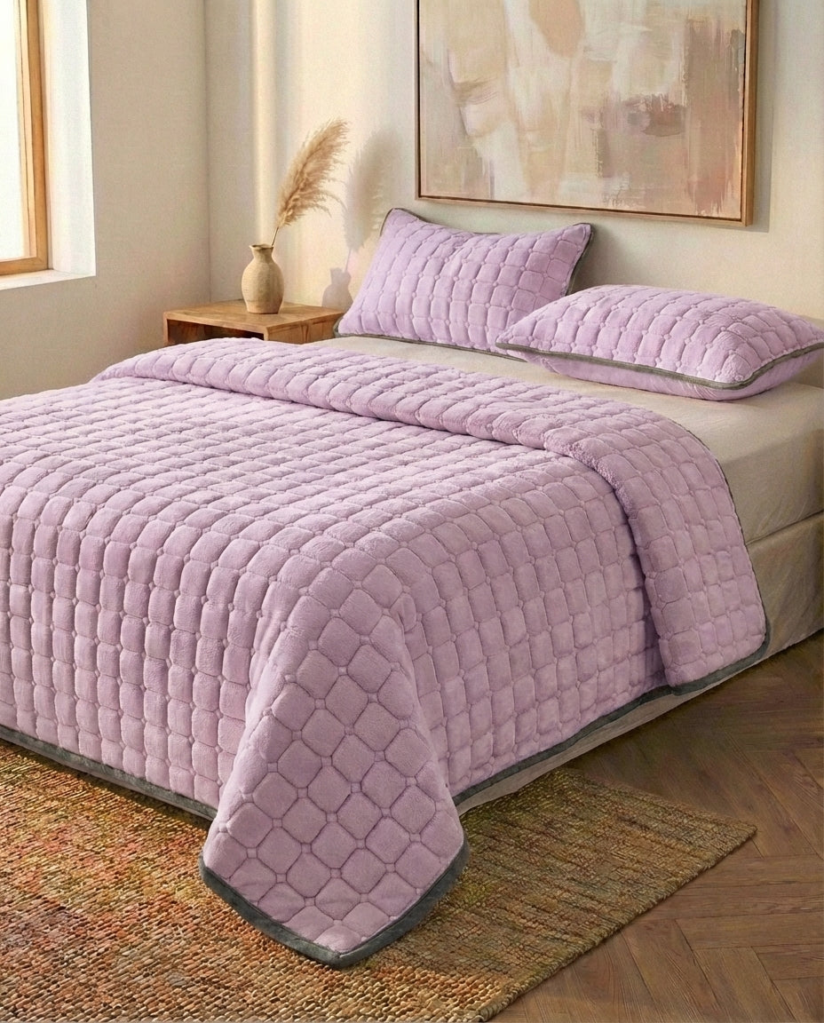 Quilted Fleece Bedspread | Soft Textured Throw Blanket