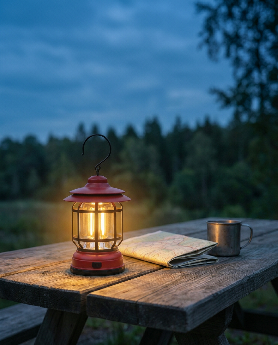 Retro Camping Lantern | Dimmable LED – USB-C & Battery