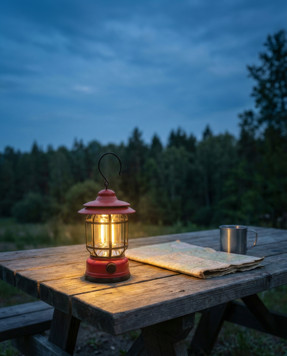 Retro Camping Lantern | Dimmable LED – USB-C & Battery