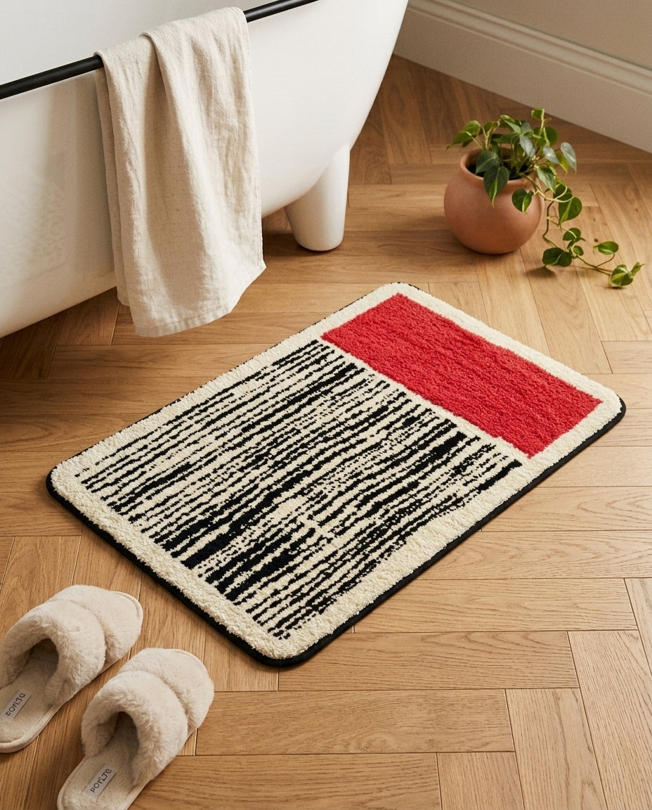 Handmade Abstract Bath Mat – Soft, Non-Slip & Stylish