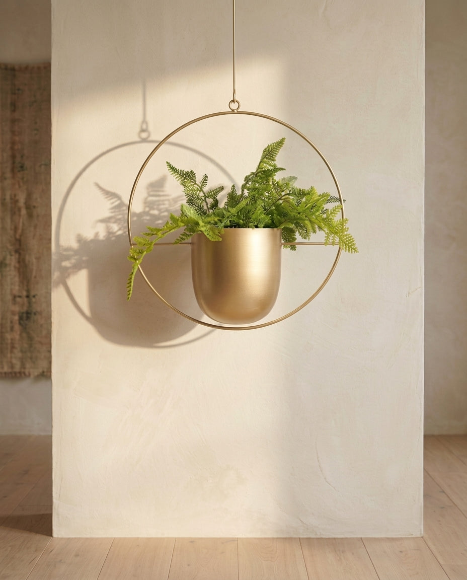 Hanging Plant Holder Indoor & Outdoor | Gold Ring Planter