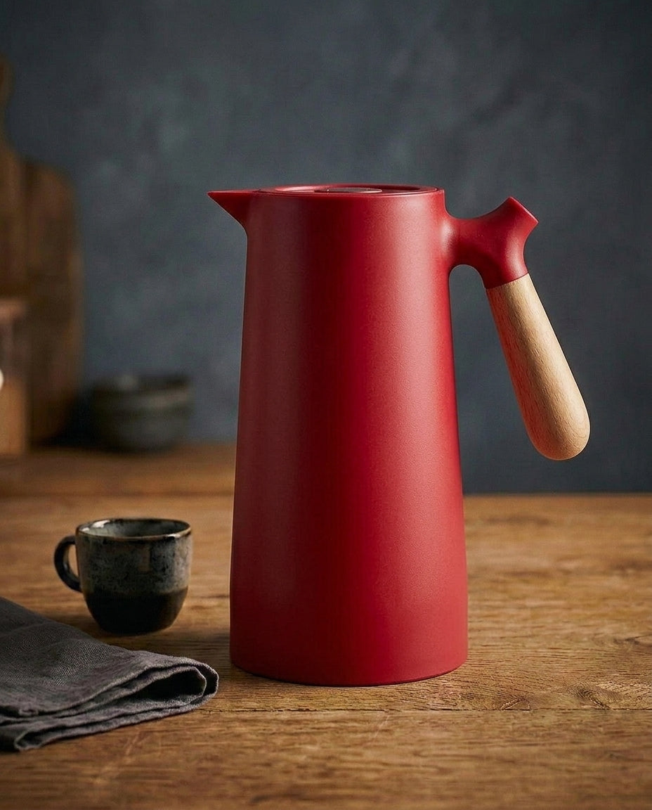 Insulated Glass-Lined Carafe | Wooden Handle – 1 L