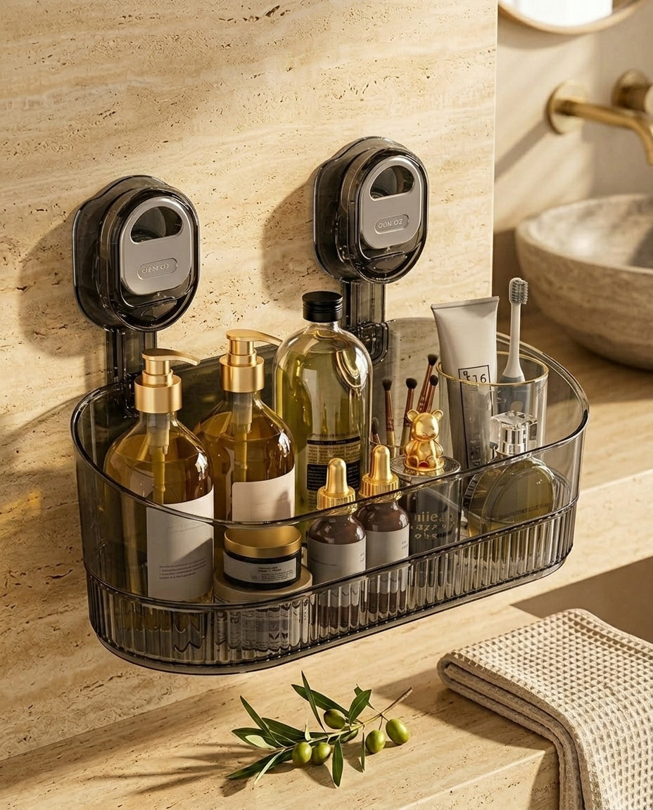 ClearGrip Press-Lock Vacuum Bathroom Shelf