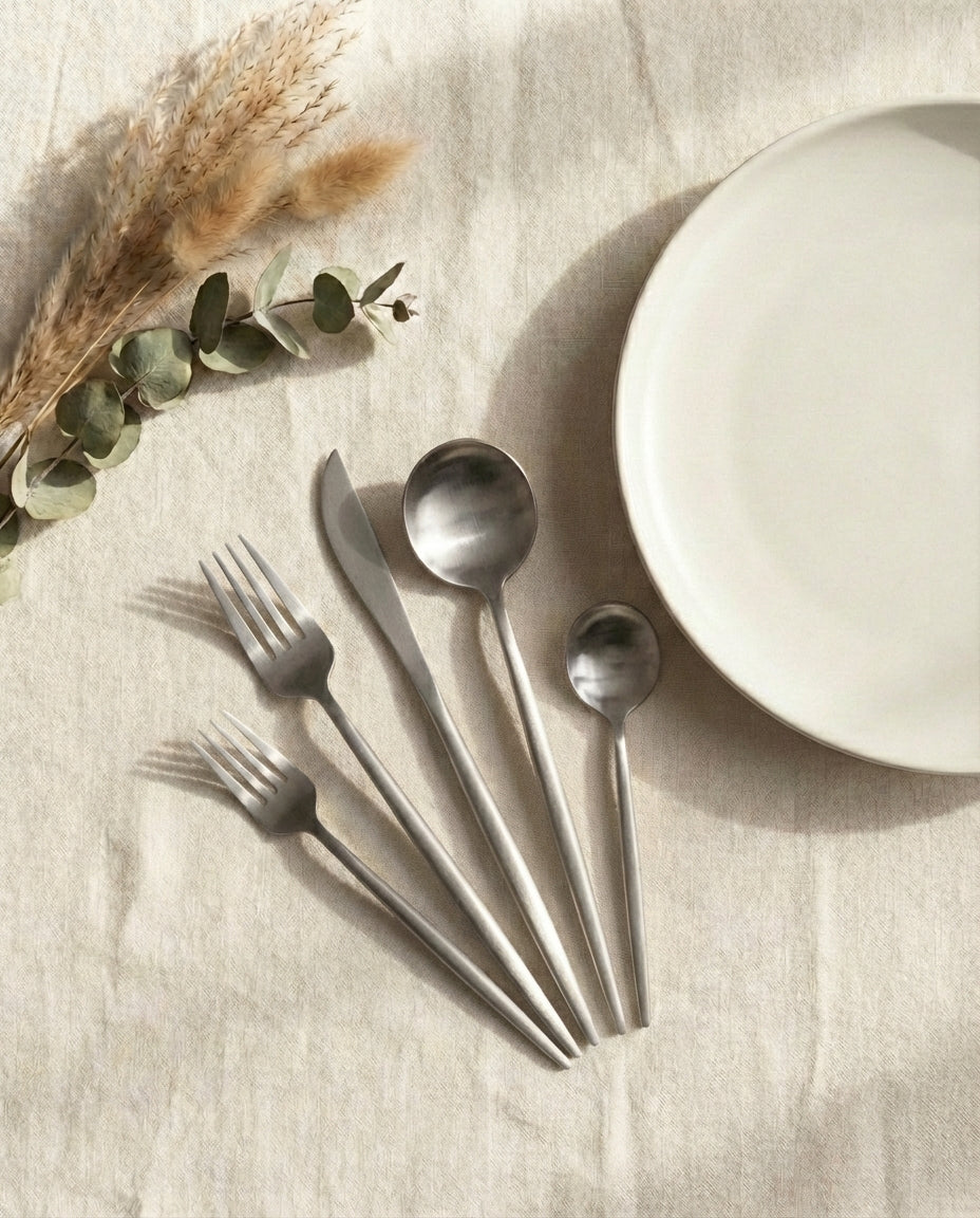 Minimalist Cutlery Set – Matte Finish Flatware for 4–16