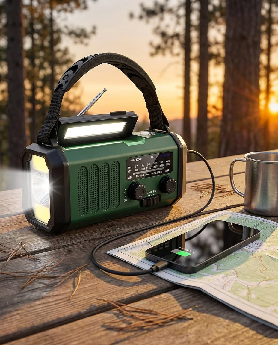 Solar Emergency Radio & Powerbank Hand Crank | LED Torch