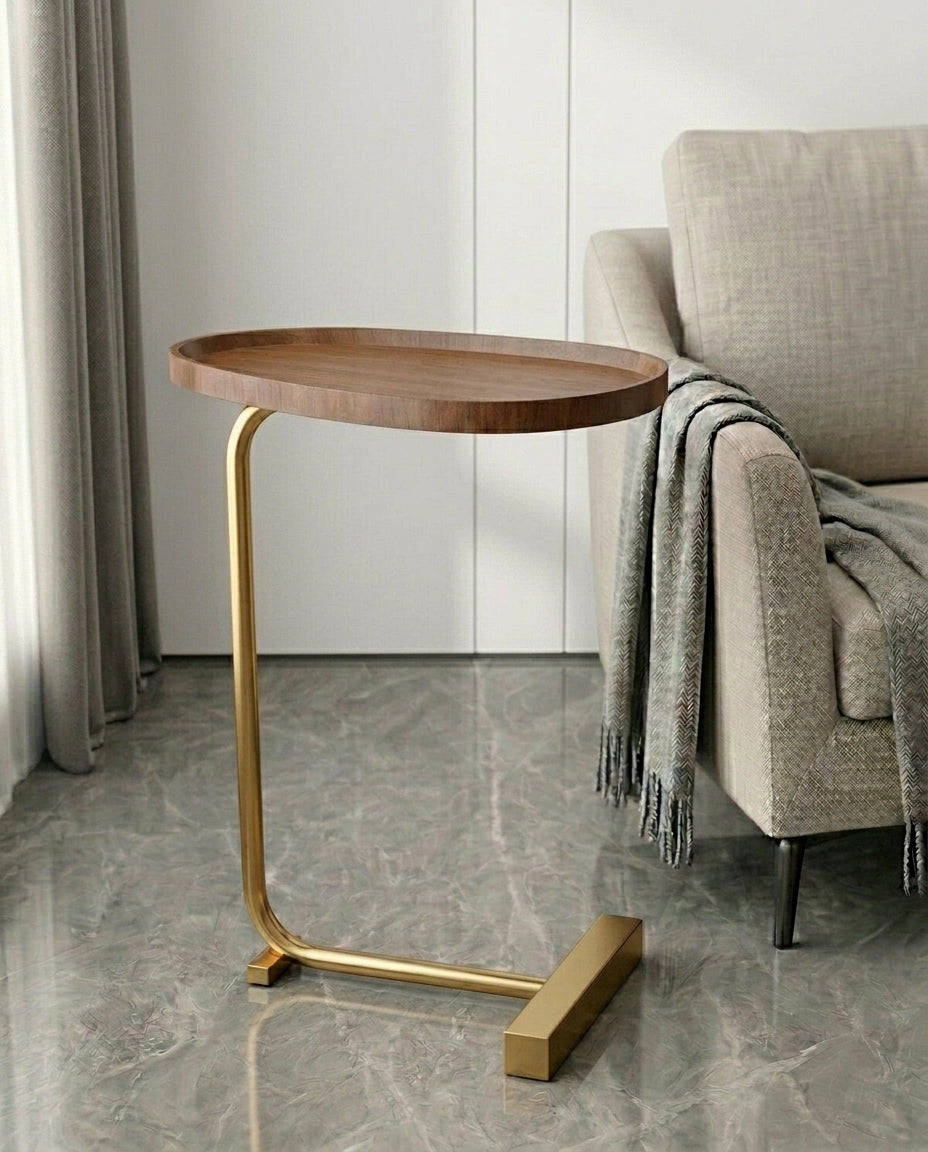 Compact Side Table for Living Room | Slimline Arc
