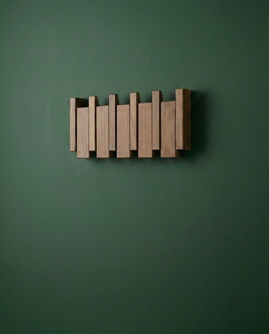 Wooden Piano Key Coat Rack – Solid Wood Wall Hooks