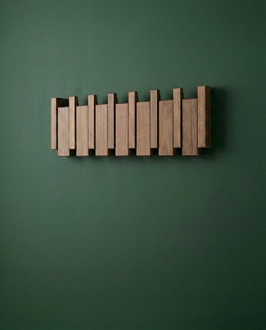 Wooden Piano Key Coat Rack – Solid Wood Wall Hooks