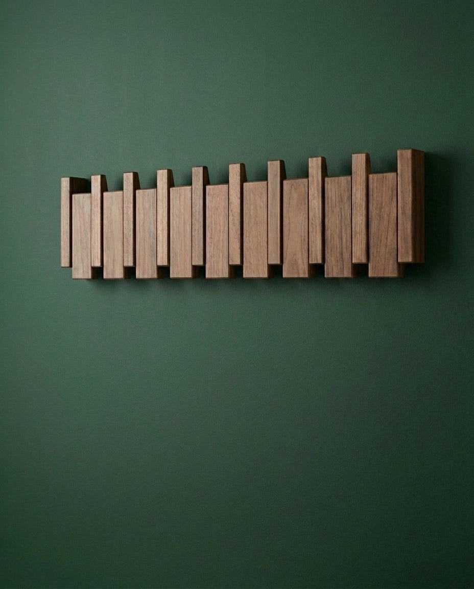 Wooden Piano Key Coat Rack – Solid Wood Wall Hooks