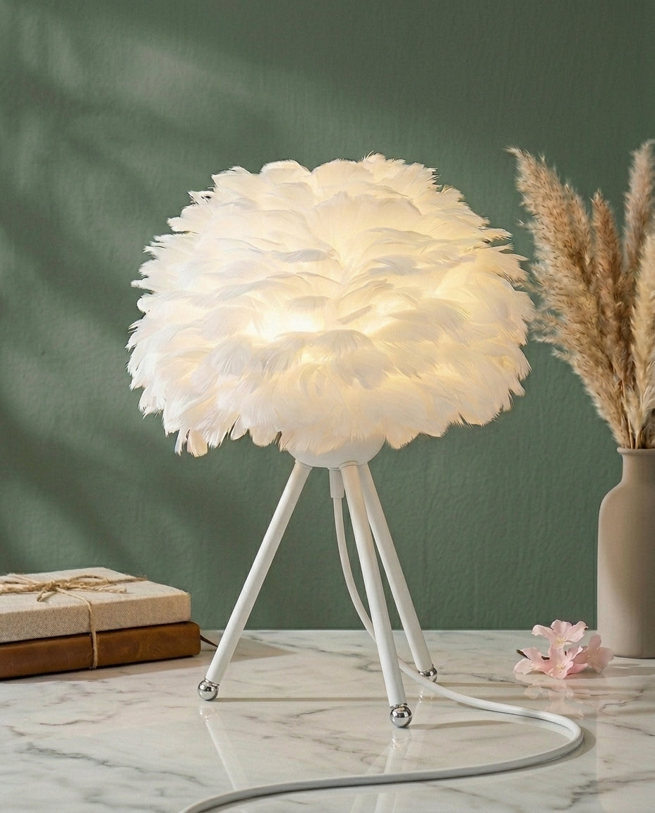 Feather Table Lamp | Plume – Tripod Desk Light