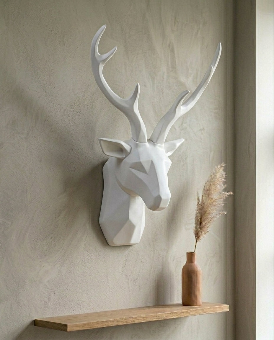 3D Geometric Stag Head Wall Décor | Statement Wall Art