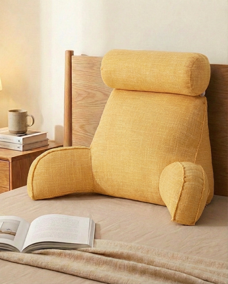 Back Rest Pillow with Arms & Headrest | Lumbar Support Cushion